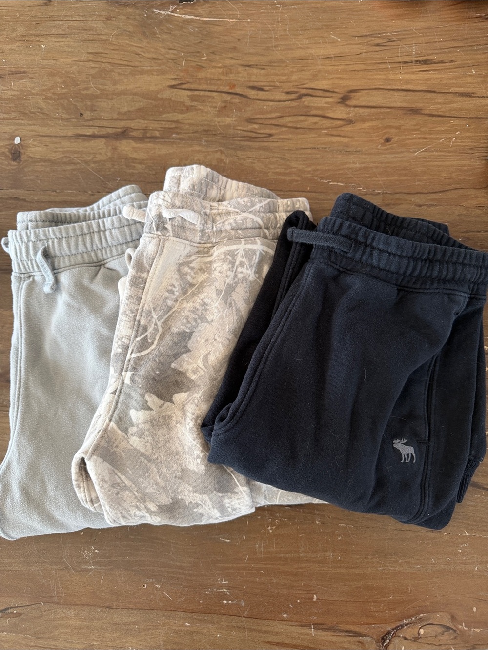 Abercrombie & Fitch Kids Black, Light Gray & Camo Fleece Joggers